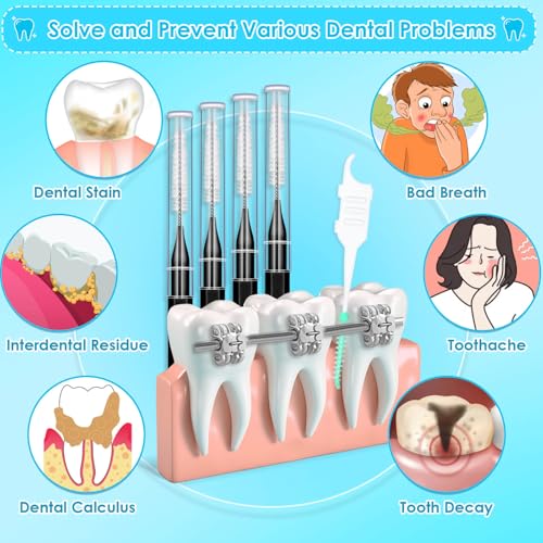 Jupwalz Black Interdental Brush & Dental Picks Kit - 270Pcs Oral Cleaning Set