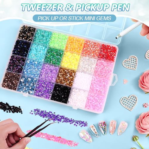Kalolary 48000pcs 3mm Resin Jelly Rhinestones Kit with Glue and Tools