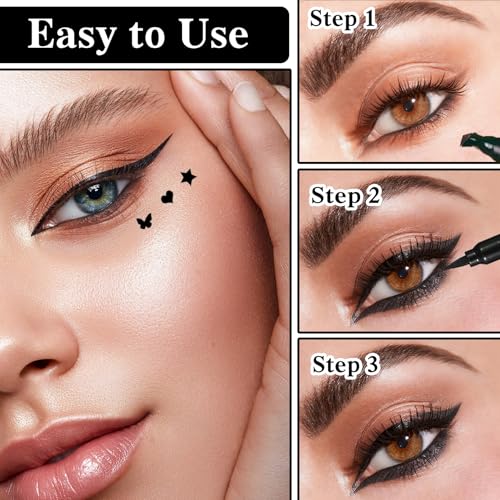 Double-Ended Liquid Eyeliner Stamp Pen Set - Waterproof & Smudge-Proof for Flawless Winged Looks