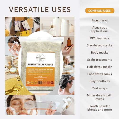 Bentonite Clay Powder 2 lbs - Natural Cosmetic Face Mask & Skin Care