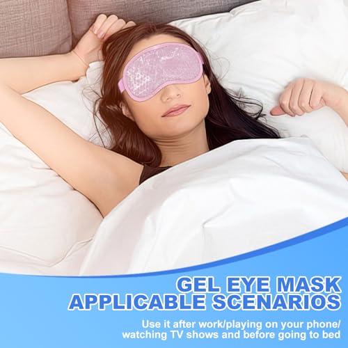 Candyfouse Reusable Cold Eye Mask - 2 Pack Blue & Pink for Puffiness Relief