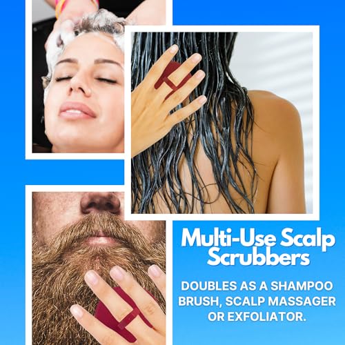 G.B.S Scalp Exfoliator 4 Pack - Shampoo Brush & Scrubber for Dandruff & Hair Care - Red & Black Variants