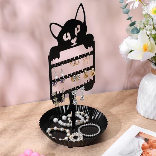 Cat Earring Holder - Cute Jewelry Organizer with 36 Holes for Studs & Dangles