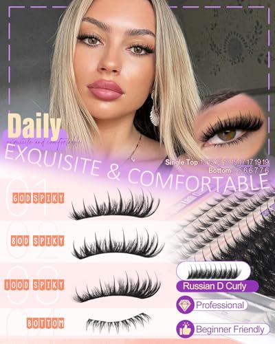 YDAGKH 60D+80D+100D Spiky Volume Lash Clusters Kit with Bottom Lashes & Clear Glue