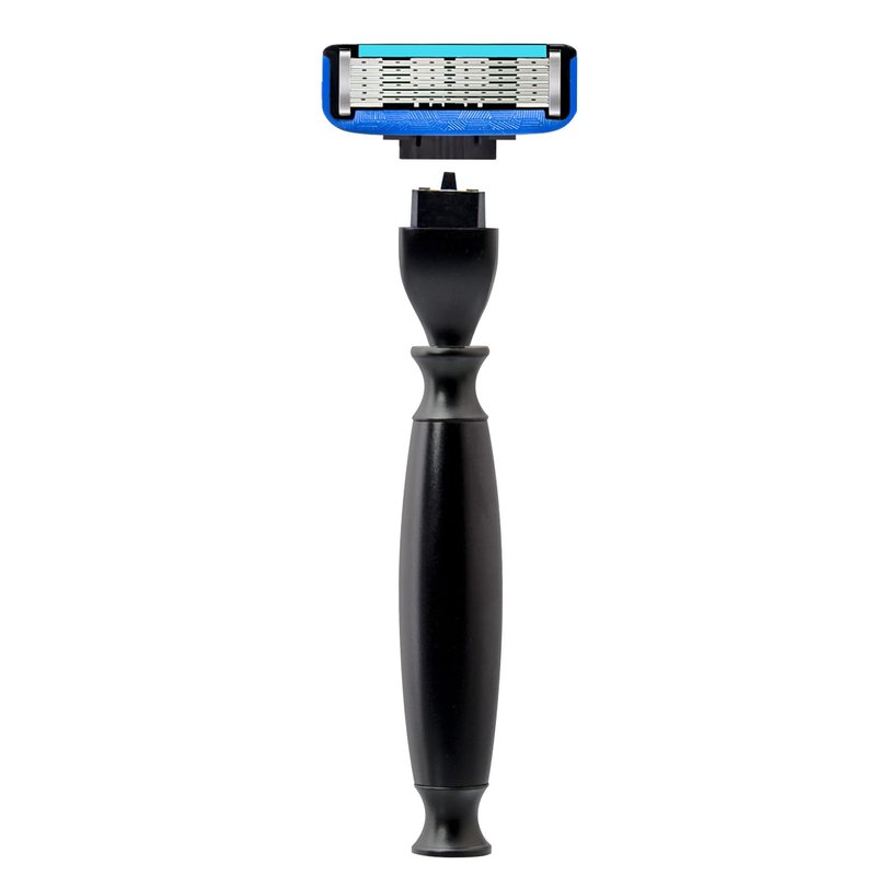 ZENGRASOIR 5 Refillable Razors with Stand for Men, Safety Razor Travel Case, Long-Lasting 5 Blade Razors for a Smooth and Comfortable Shave, 1 Handle and 5 Cartridges, 8 Piece Shaving Kit
