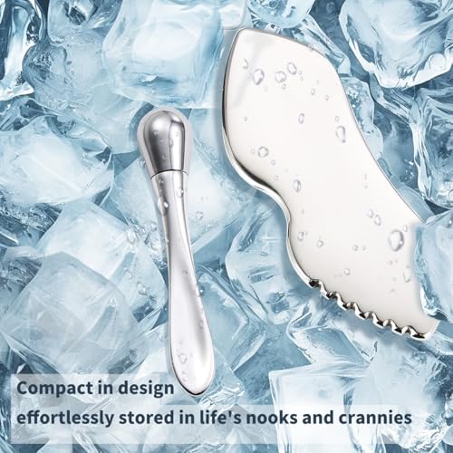 Stainless Steel Gua Sha Tool & Eye Cream Applicator Set