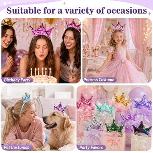 20PCS Sparkling Princess Crown Headbands for Girls Women Party & Birthday