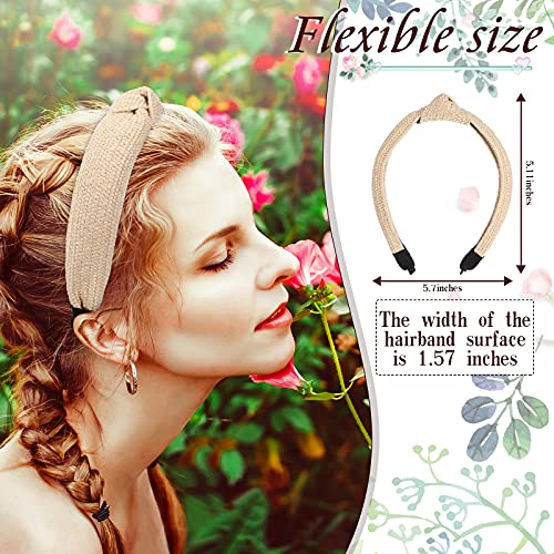 Juexica 3-Pack Straw Knotted Headbands in Straw Color – Boho Hairbands for Women & Girls