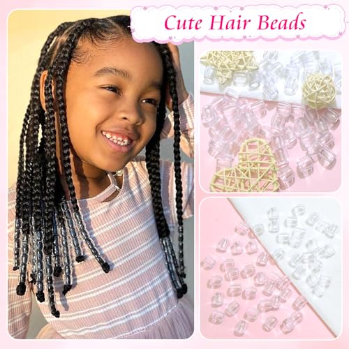 50PCS Clear Acrylic Hair Beads for Braids & Dreadlocks