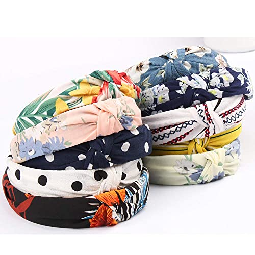 TOBATOBA Floral Knot Headbands for Women 10 Pack Wide No Slip Turbans