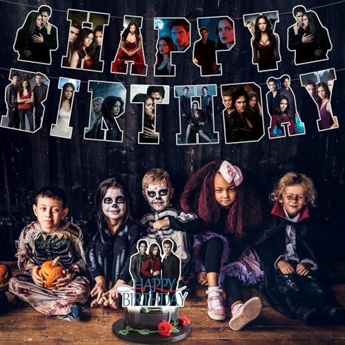 The Vampire Diaries Birthday Party Supplies Set - Banner, Cake Topper, Balloons & Cupcake Toppers