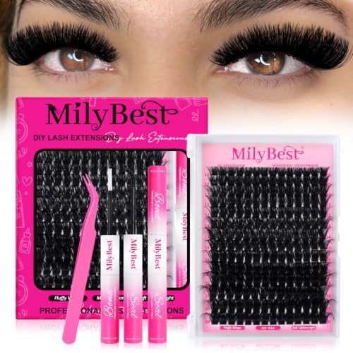 MilyBest 200D Lash Kit - Fluffy D Curl Clusters with Bond & Seal