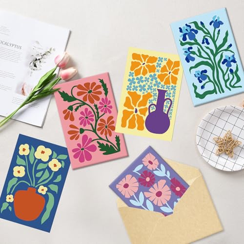 Floral Greeting Cards Set - 24 Blank Note Cards with Envelopes