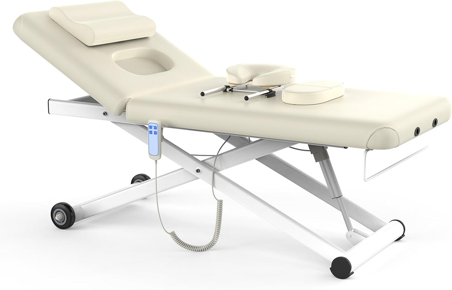 Electric Massage Table - Heavy Duty 2 Motor Adjustable Lift for Spa & Treatment | 31.2" Wide x 75" Long, White
