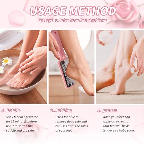 Pink Stainless Steel Callus Remover Foot File for Hard Skin - TOPMEET