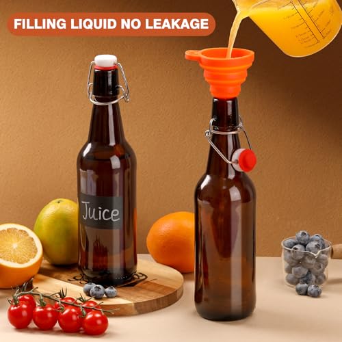 16oz Amber Glass Beer Bottles - 2 Pack with Airtight Flip Caps