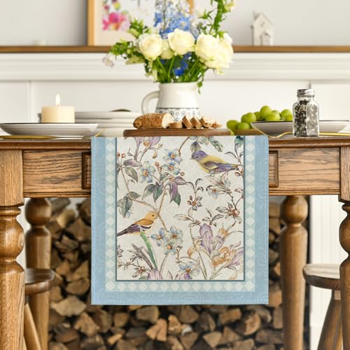 Artoid Mode Blue Floral Table Runner 13x90 Inch for Dining