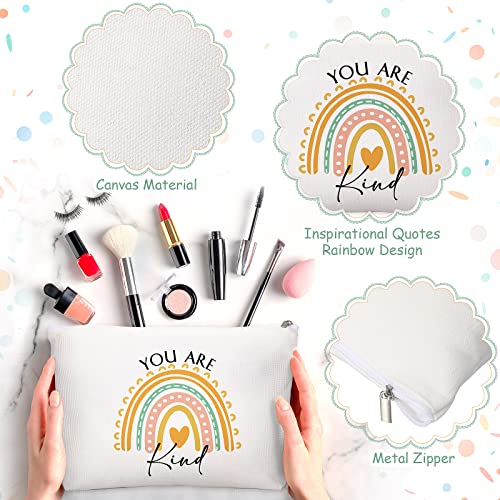 Coume 10 Pcs Aesthetic Rainbow Makeup Bags with Quotes - Travel Organizer