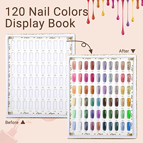 Segbeauty 120 Nail Color Chart Display Book - Golden Nail Polish Organizer