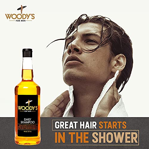 Woody's Daily Shampoo for Men – Paraben & Sulfate‑Free with Jojoba & Hyaluronic Acid, 32 oz