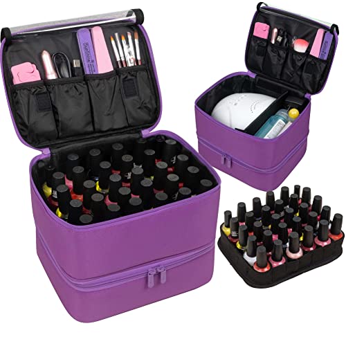 ButterFox Nail Polish Organizer Case - Holds 60 Bottles, Purple