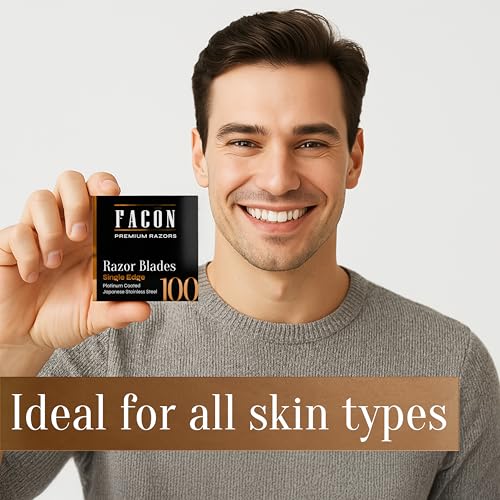 Facón Platinum Single Edge Razor Blades - 100 Pack for Professional Shaving