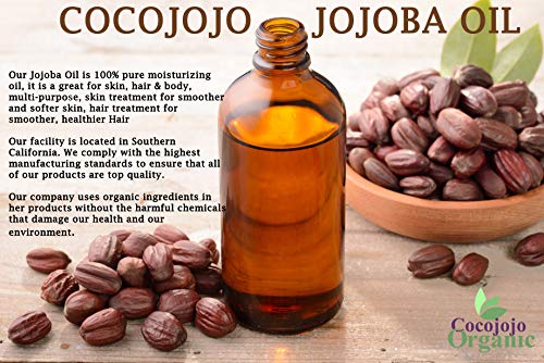 Organic Jojoba Oil 8 Fl Oz - Pure Cold Pressed Natural Skin & Hair Moisturizer