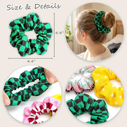 6-Pack Chiffon Anime Hair Scrunchies - Cosplay Ponytail Holders