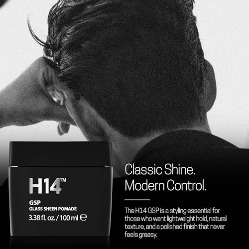 H14 Glass Sheen Pomade for Men – Water-Based High Shine Hair Styling Paste