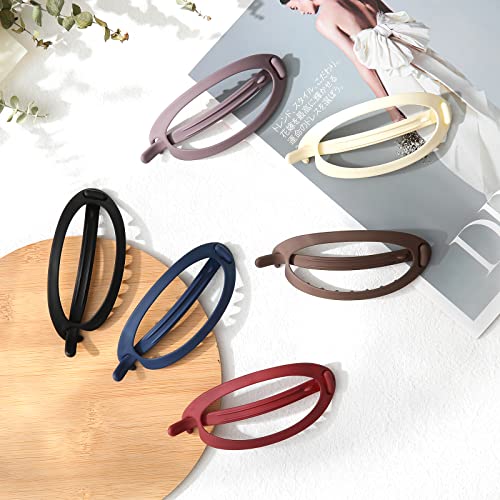 AWAYTR French Concord Claw Clips - 6 Pack Large Flat Hair Clips for Styling