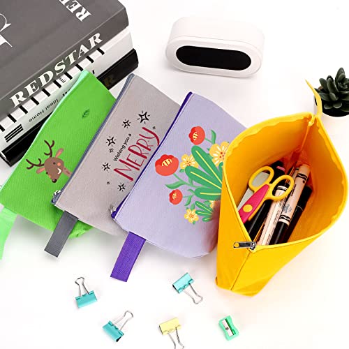 10-Pack Cotton Canvas Cosmetic Bags with Zipper - DIY Craft Pouches (XS)