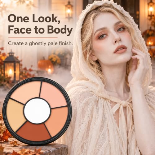 Go Ho 6 Colors Flesh Face & Body Paint Wheel - Cream-Blendable Zombie makeup palette, 6 colors flesh