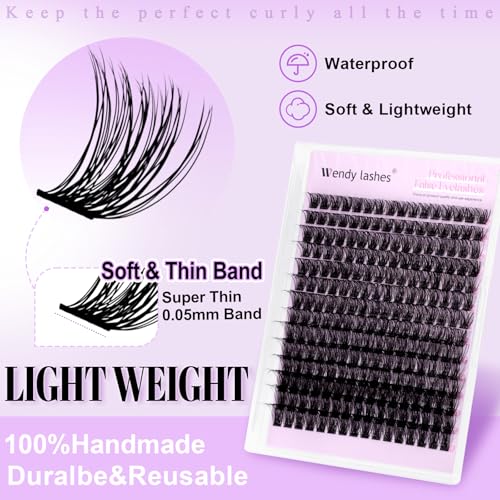 WENDY LASHES Cluster Eyelash Extensions C3-07-D Wispy Waterproof Reusable