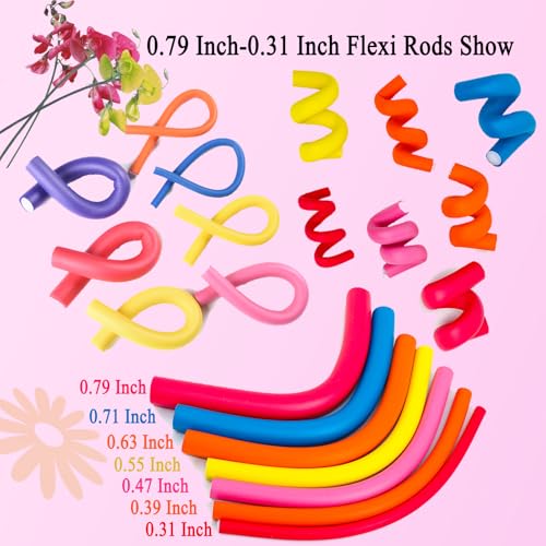 Royota 30PCS Flexible Foam Hair Curlers - Heatless Twist Flexirods for Short to Long Hair, 3 Colors, 0.47 Inch Diameter