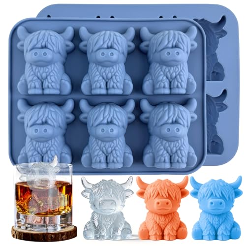 3D Highland Cow Silicone Ice Cube Mold - Fun Animal Tray for Drinks