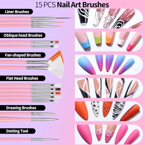 Fandamei 33-Piece Nail Art Brush & Tool Set for Professional & DIY Manicure
