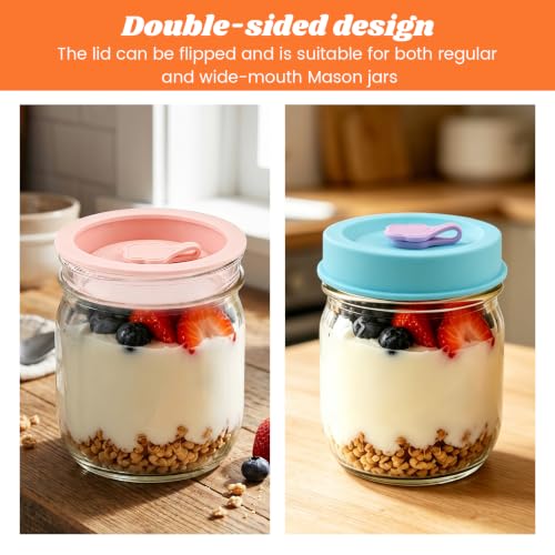 4-Pack Silicone Mason Jar Lids with Stainless Steel Straws - Leak-Proof & Dishwasher Safe
