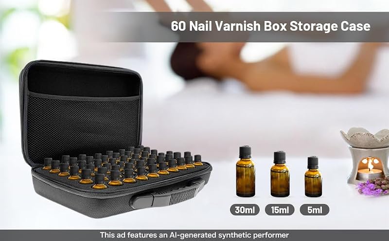 Esoes Full Black 60-Bottle Essential Oil Storage Organizer Case with Labels & Carrying Handle