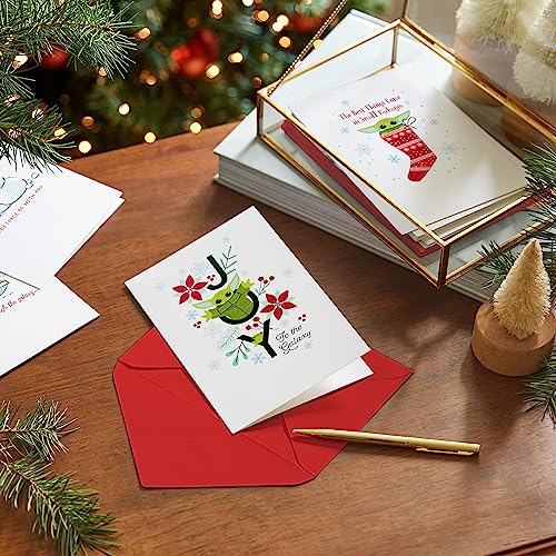 Hallmark Star Wars The Mandalorian Christmas Card Set - 16 Cards Featuring Grogu