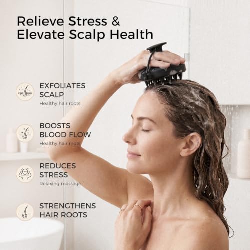 Yulume 2-Pack Black & Green Scalp Massager Shampoo Brush for Deep Cleansing & Hair Growth