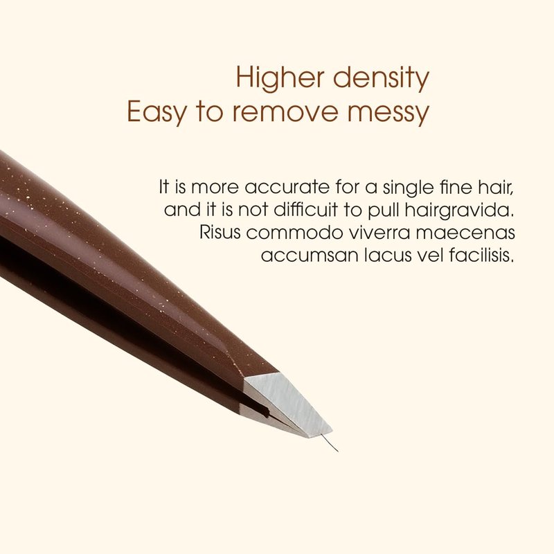 HH Tweezer – Professional Stainless Steel Eyebrow Tweezers with Genuine Leather Case for Makeup & Brow Artists (Brown)