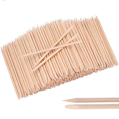 Hedume 600 Pcs Orange Wood Nail Sticks - Double Sided Cuticle Pushers