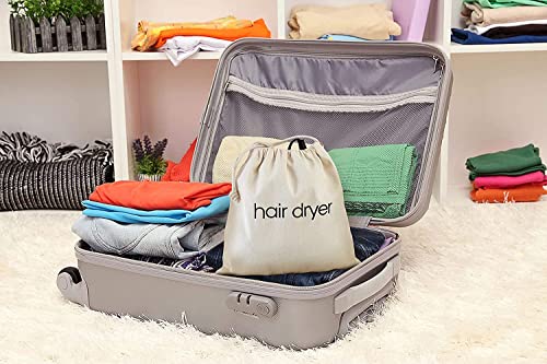 Beige Hair Dryer Storage Bag Organizer – 12" x 12" with Drawstring