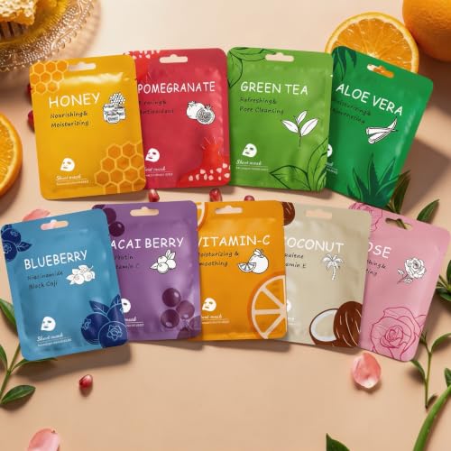 Meleell Blue Nourishing Sheet Mask Set for Women - Hydrating & Natural