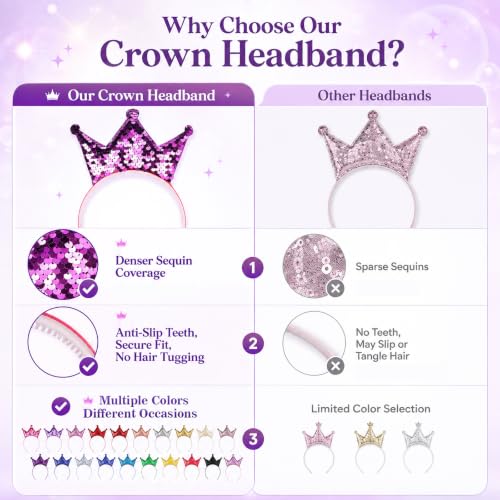 20PCS Sparkling Princess Crown Headbands for Girls Women Party & Birthday