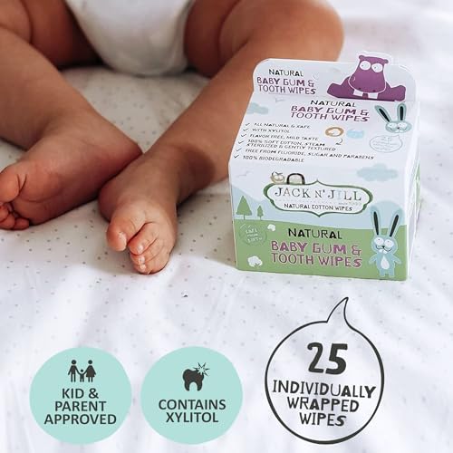 Jack N' Jill Natural Baby Gum & Tooth Wipes - 25 Individually Wrapped Count