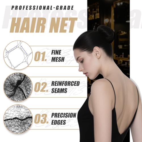 Smilco Black Hair Net 100 Pcs 22 Inch Elastic Mesh for Food Service & Wig