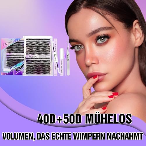 AILAISHI False Eyelash Clusters Kit 40D+50D D Curl Volume Lashes with Bond & Seal