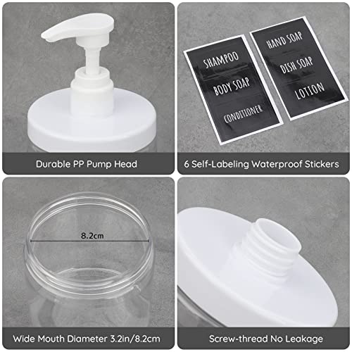 Segbeauty 3-Pack 16.9oz Refillable Pump Bottles with Waterproof Labels