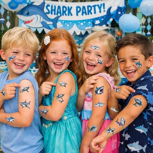 Shark Temporary Tattoos for Kids - 74 PCS Ocean Animal Designs